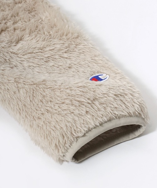 Champion(チャンピオン)の「Champion(チャンピオン)ワンポイントロゴ刺繍シェルパフリースノーカラージャケット レディース/ボアブルゾン(ノーカラージャケット・レディース・ブラック/グレイッシュベージュ・L/M)」の18枚目の写真