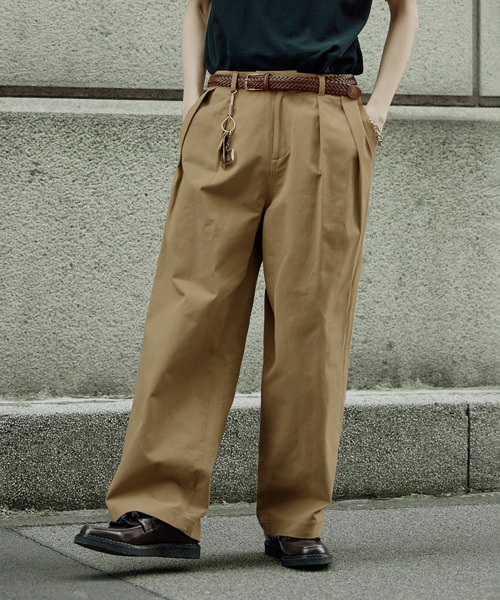 Bleme（ブレム）の「ヘビーツイル ワイドストレート ダブルインタック グルカチノパンツ / ヴィンテージ加工 グルカデニムパンツ（デニムパンツ・メンズ・ブラック/カーキ/グレー/ベージュ/ブラウン/オフホワイト/ブルー/ブラック系/ブルー系/ブルー系2/ブラウン系・XL/S/M/L）」の13枚目の写真