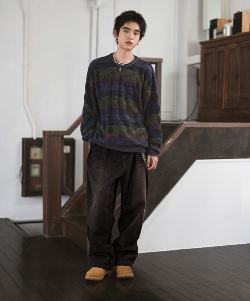 新品 クルニ ウィンドウペンチェック1タックテーパードグルカパンツ サイズ2 ヘビーツイル ワイドストレート ダブルインタック グルカ