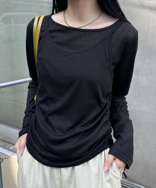 【セール】シアーキャミSETプルオーバー（Tシャツ/カットソー）｜mystic（ミスティック）