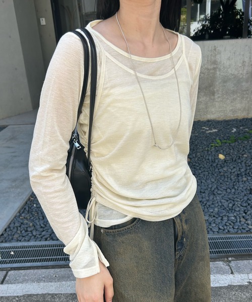 【セール】シアーキャミSETプルオーバー（Tシャツ/カットソー）｜mystic（ミスティック）