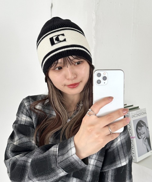 CLEA（クレア）の「モノトーンロゴビーニー（ニットキャップ/ビーニー・レディース・ホワイト/ブラック・FREE）」の11枚目の写真