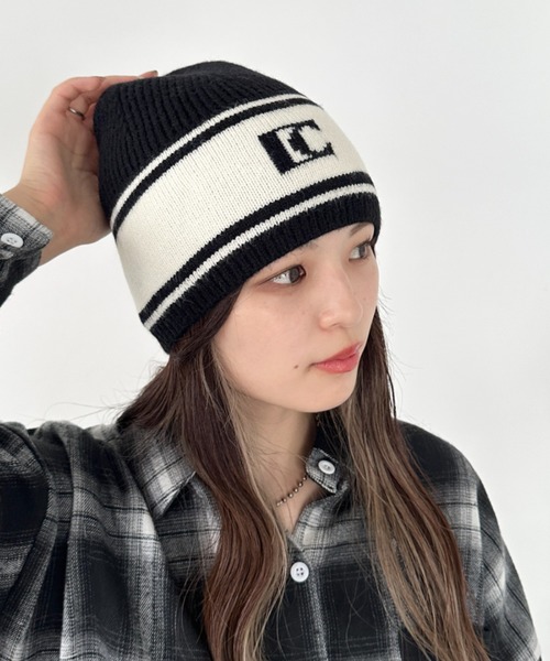 CLEA（クレア）の「モノトーンロゴビーニー（ニットキャップ/ビーニー・レディース・ホワイト/ブラック・FREE）」の13枚目の写真