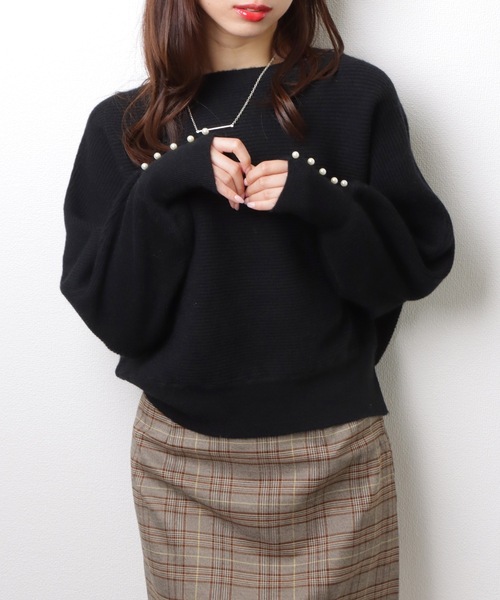 ボートネック リブ ニット ドルマン プルオーバー（ニット/セーター