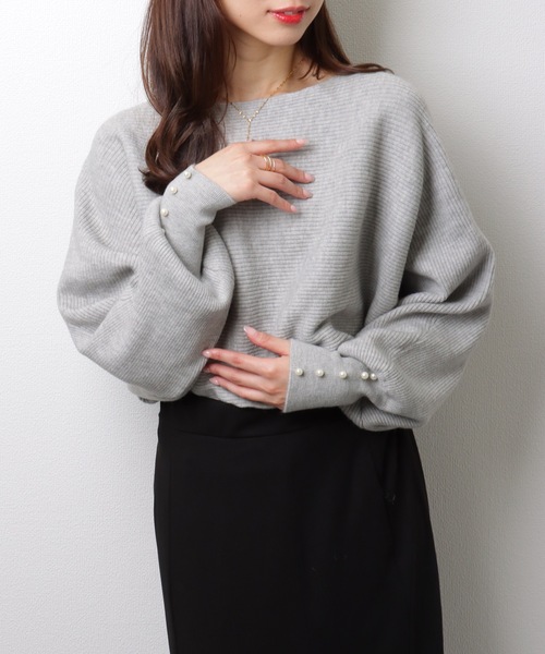 DAYRA(デイラ)の「ボートネック リブ ニット ドルマン プルオーバー(ニット/セーター・レディース・ベージュ/ネイビー/ブラック/グレー・FREE/S)」の15枚目の写真