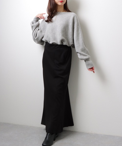 DAYRA(デイラ)の「ボートネック リブ ニット ドルマン プルオーバー(ニット/セーター・レディース・ベージュ/ネイビー/ブラック/グレー・FREE/S)」の17枚目の写真