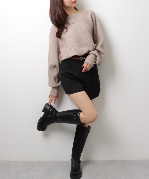 DAYRA(デイラ)の「ボートネック リブ ニット ドルマン プルオーバー(ニット/セーター・レディース・ベージュ/ネイビー/ブラック/グレー・FREE/S)」の20枚目の写真
