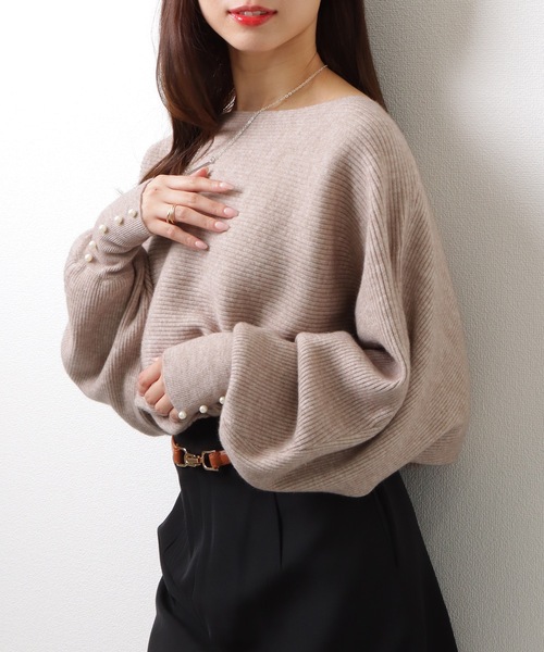 DAYRA(デイラ)の「ボートネック リブ ニット ドルマン プルオーバー(ニット/セーター・レディース・ベージュ/ネイビー/ブラック/グレー・FREE/S)」の22枚目の写真
