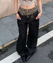 Vipoa | double waist leopard denim(デニムパンツ)