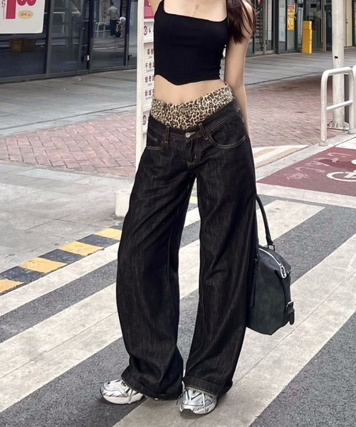Vipoa（ヴィポア）の「double waist leopard denim（デニムパンツ・レディース・ブラック・MEDIUM/LARGE）」の12枚目の写真