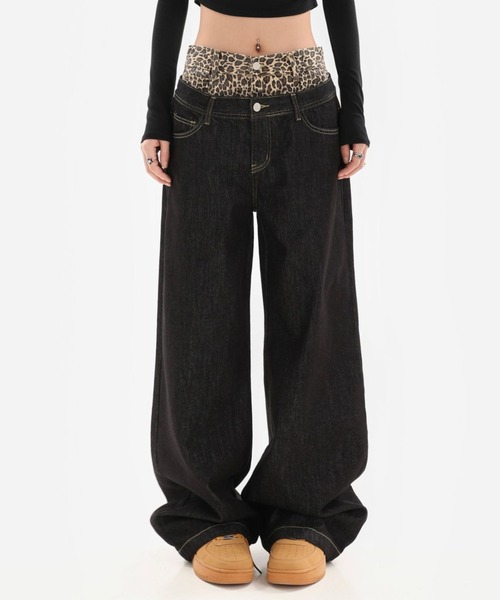 Vipoa（ヴィポア）の「double waist leopard denim（デニムパンツ・レディース・ブラック・MEDIUM/LARGE）」の7枚目の写真