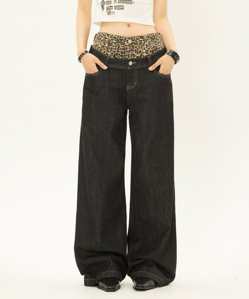 Vipoa（ヴィポア）の「double waist leopard denim（デニムパンツ・レディース・ブラック・MEDIUM/LARGE）」の9枚目の写真