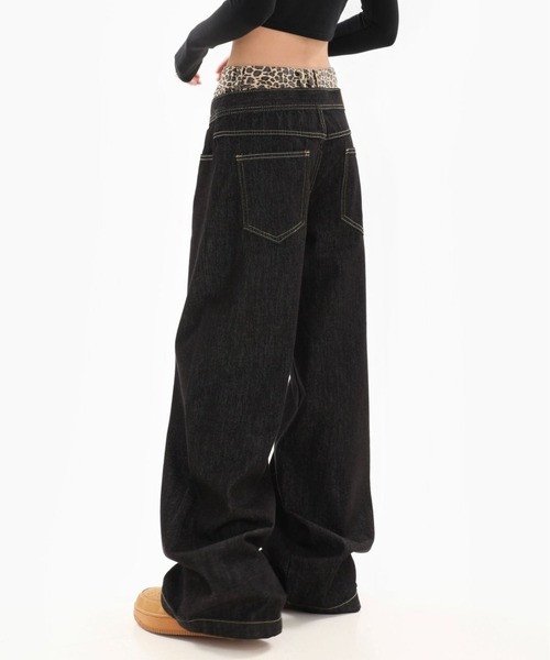 Vipoa（ヴィポア）の「double waist leopard denim（デニムパンツ・レディース・ブラック・MEDIUM/LARGE）」の8枚目の写真