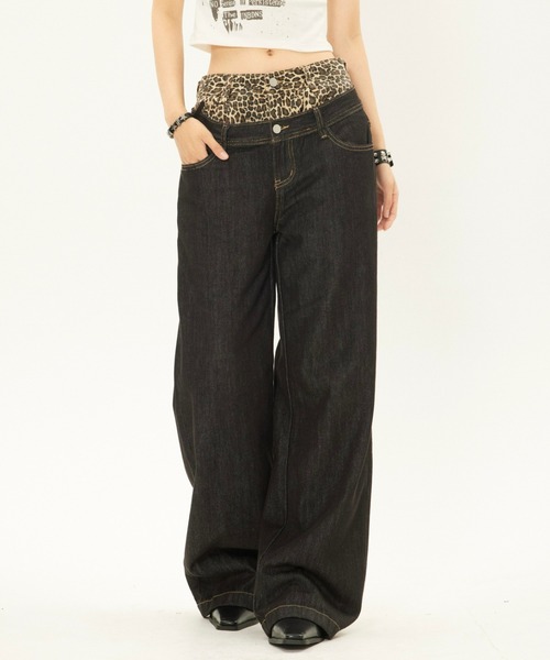 Vipoa（ヴィポア）の「double waist leopard denim（デニムパンツ・レディース・ブラック・MEDIUM/LARGE）」の10枚目の写真