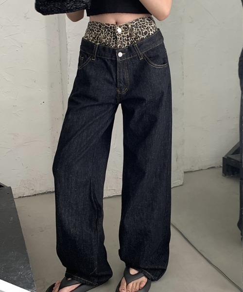 Vipoa（ヴィポア）の「double waist leopard denim（デニムパンツ・レディース・ブラック・MEDIUM/LARGE）」の15枚目の写真