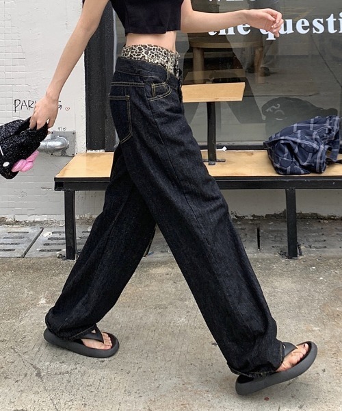Vipoa（ヴィポア）の「double waist leopard denim（デニムパンツ・レディース・ブラック・MEDIUM/LARGE）」の17枚目の写真
