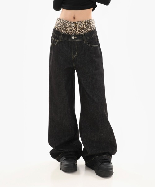 Vipoa（ヴィポア）の「double waist leopard denim（デニムパンツ・レディース・ブラック・MEDIUM/LARGE）」の5枚目の写真