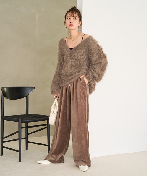 FREAK'S STORE(フリークスストア)の「限定展開 カット ベロア ライン ワイドパンツ(その他パンツ・レディース・ブラック/ネイビー/ピンク/ブラウン/ナチュラル/グレー・SMALL/MEDIUM)」の16枚目の写真