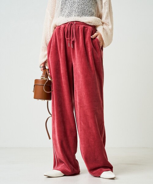 セール】限定展開 カット ベロア ライン ワイドパンツ（その他