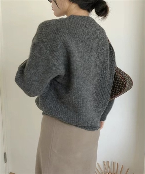 FREE STYLISTS(フリー スタイリスト)の「Vネックニット プルオーバー(ニット/セーター・レディース・ホワイト/チャコールグレー/グレー/モカ・FREE)」の13枚目の写真