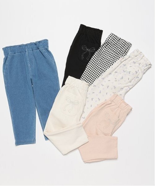 petit main（プティマイン）の「【スマイル/リンク】リボン刺しゅうロングパンツ(キッズサイズ)（その他パンツ・キッズ・ブルー/ブラック/マルチ/ピンク/キナリ/ラベンダー・80ｃｍ/90cm/100cm/110cm/120cm/130cm）」の12枚目の写真