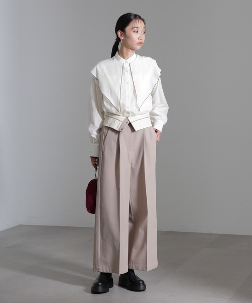 NANO universe（ナノユニバース）の「シルク混ビックカラーシャツ（シャツ/ブラウス・レディース・ブラック/ホワイト/ベージュ・FREE）」の9枚目の写真