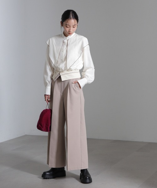 NANO universe（ナノユニバース）の「シルク混ビックカラーシャツ（シャツ/ブラウス・レディース・ブラック/ホワイト/ベージュ・FREE）」の10枚目の写真