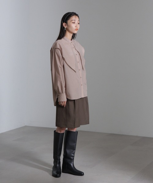 NANO universe（ナノユニバース）の「シルク混ビックカラーシャツ（シャツ/ブラウス・レディース・ブラック/ホワイト/ベージュ・FREE）」の18枚目の写真