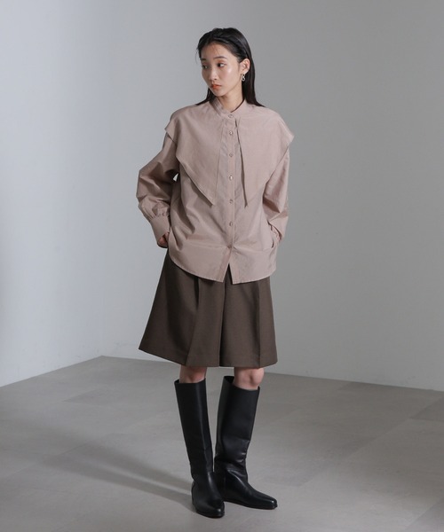 NANO universe（ナノユニバース）の「シルク混ビックカラーシャツ（シャツ/ブラウス・レディース・ブラック/ホワイト/ベージュ・FREE）」の17枚目の写真