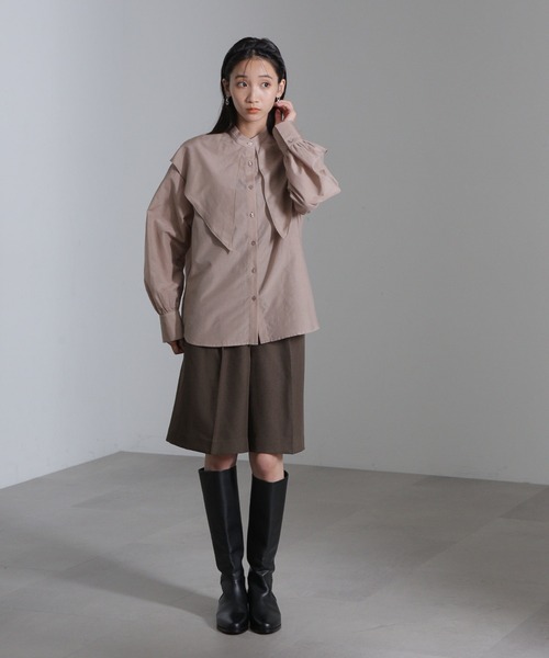 NANO universe（ナノユニバース）の「シルク混ビックカラーシャツ（シャツ/ブラウス・レディース・ブラック/ホワイト/ベージュ・FREE）」の16枚目の写真