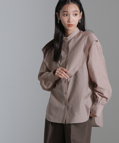 NANO universe（ナノユニバース）の「シルク混ビックカラーシャツ（シャツ/ブラウス・レディース・ブラック/ホワイト/ベージュ・FREE）」の13枚目の写真