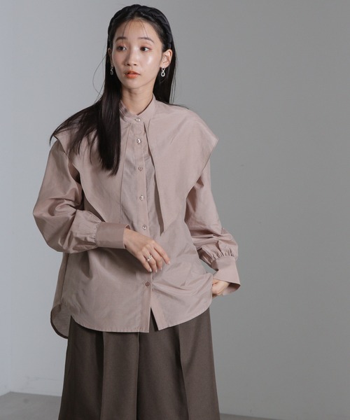 NANO universe（ナノユニバース）の「シルク混ビックカラーシャツ（シャツ/ブラウス・レディース・ブラック/ホワイト/ベージュ・FREE）」の14枚目の写真