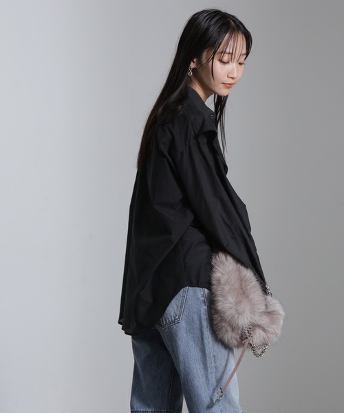 NANO universe（ナノユニバース）の「シルク混ビックカラーシャツ（シャツ/ブラウス・レディース・ブラック/ホワイト/ベージュ・FREE）」の22枚目の写真