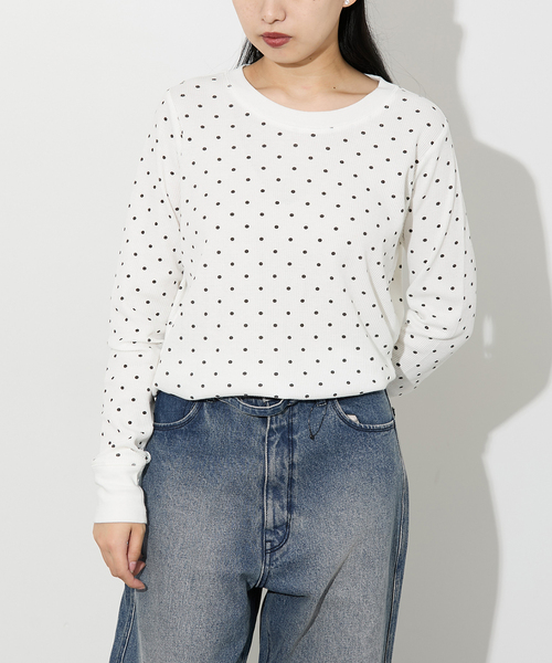 MILLER(ミラー)の「《別注》【MILLER/ミラー】 Waffle LS Tee:ワッフルロンT(Tシャツ/カットソー・レディース・ホワイト/ブラウン/その他・FREE)」の4枚目の写真