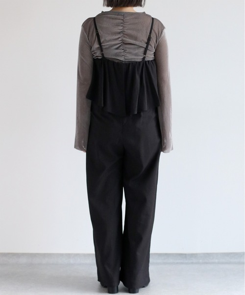 cepo（セポ）の「〈セットアイテム〉シアーベロアTee＋フリルサロペット（サロペット/オーバーオール・レディース・ブラック/チャコール・M）」の5枚目の写真