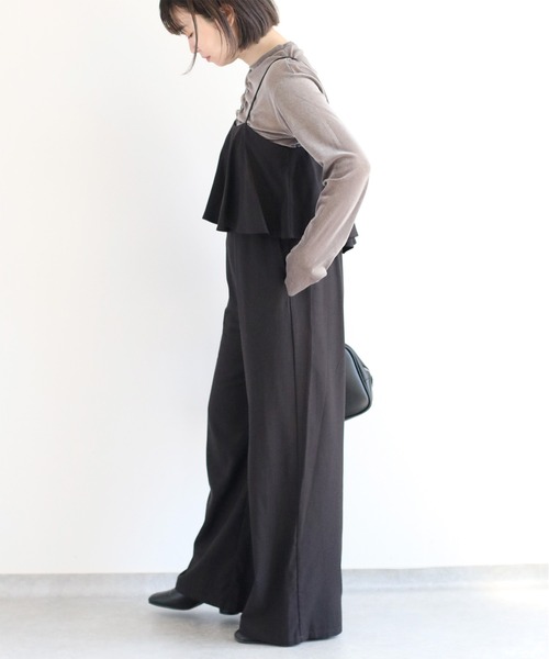 cepo（セポ）の「〈セットアイテム〉シアーベロアTee＋フリルサロペット（サロペット/オーバーオール・レディース・ブラック/チャコール・M）」の21枚目の写真
