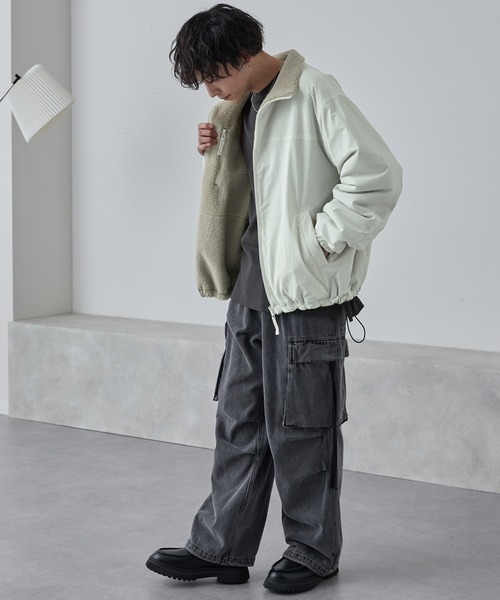 2WAYリバーシブル ナイロン×ボアドロストスタンドブルゾン