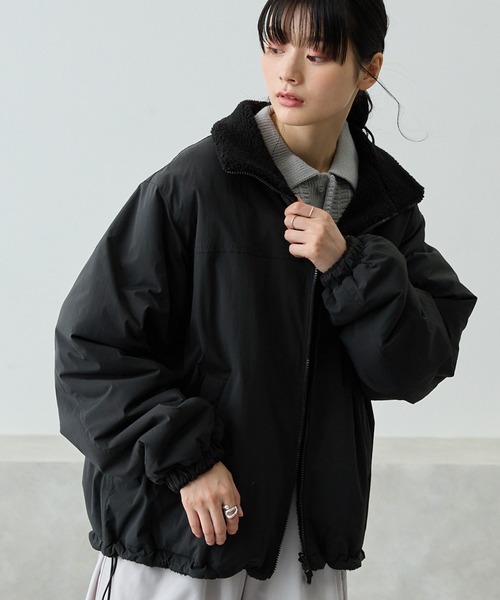 2WAYリバーシブル ナイロン×ボアドロストスタンドブルゾン MONO-MART