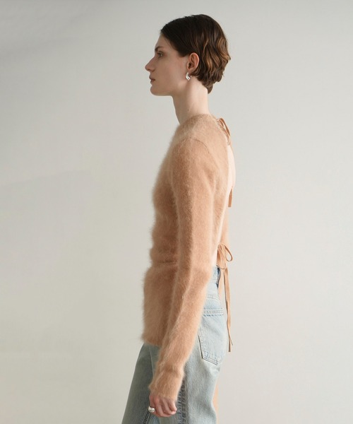 CLANE グレー バックオープンセーター Kastane（カスタネ）の「BACKオープンメランジニット（ニット/セーター