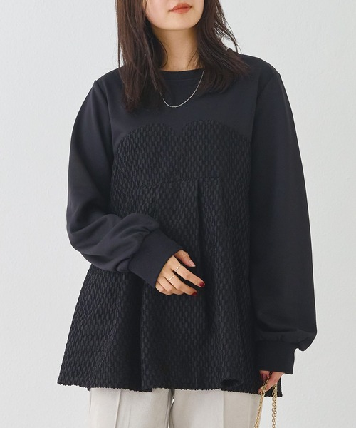 LAVEANGE(ラビアンジェ)の「フェイクアンサンブルプルオーバー(Tシャツ/カットソー・レディース・ブラック/チャコールグレー・M/5L/4L/3L/LL)」の3枚目の写真