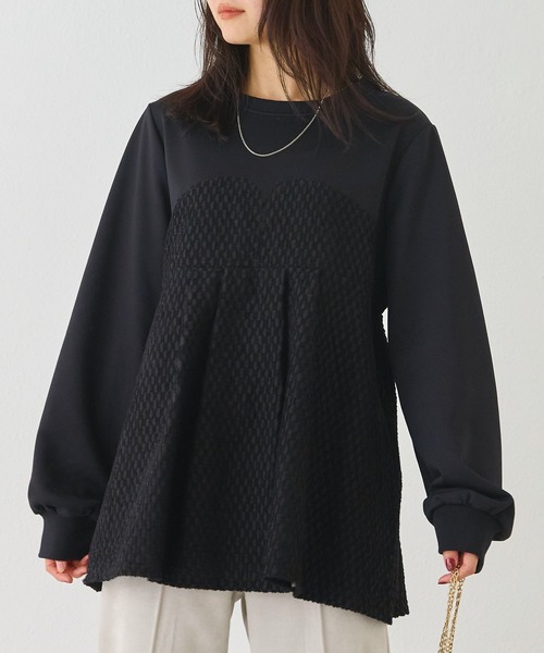 LAVEANGE(ラビアンジェ)の「フェイクアンサンブルプルオーバー(Tシャツ/カットソー・レディース・ブラック/チャコールグレー・M/5L/4L/3L/LL)」の4枚目の写真