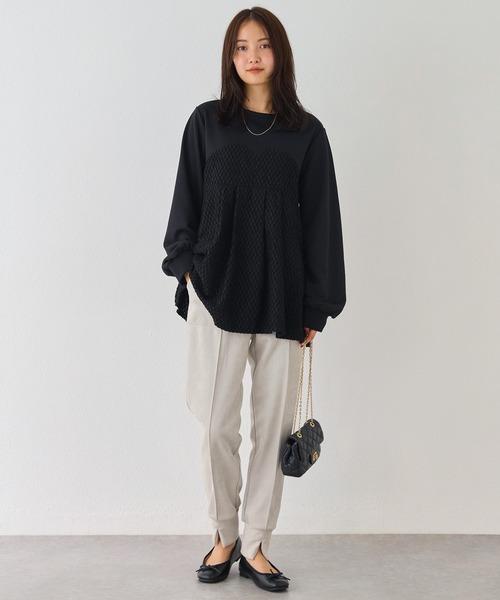 LAVEANGE(ラビアンジェ)の「フェイクアンサンブルプルオーバー(Tシャツ/カットソー・レディース・ブラック/チャコールグレー・M/5L/4L/3L/LL)」の9枚目の写真