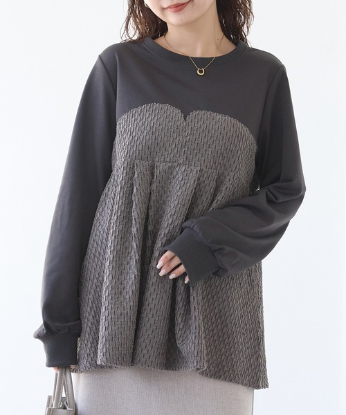 LAVEANGE(ラビアンジェ)の「フェイクアンサンブルプルオーバー(Tシャツ/カットソー・レディース・ブラック/チャコールグレー・M/5L/4L/3L/LL)」の12枚目の写真