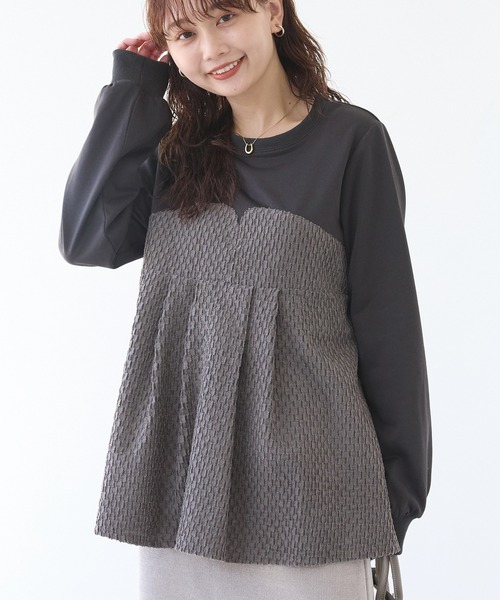 LAVEANGE(ラビアンジェ)の「フェイクアンサンブルプルオーバー(Tシャツ/カットソー・レディース・ブラック/チャコールグレー・M/5L/4L/3L/LL)」の13枚目の写真