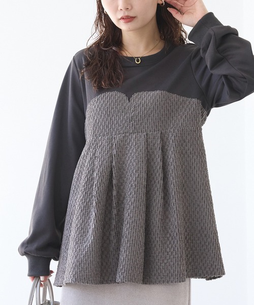 LAVEANGE(ラビアンジェ)の「フェイクアンサンブルプルオーバー(Tシャツ/カットソー・レディース・ブラック/チャコールグレー・M/5L/4L/3L/LL)」の14枚目の写真