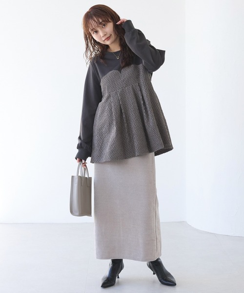 LAVEANGE(ラビアンジェ)の「フェイクアンサンブルプルオーバー(Tシャツ/カットソー・レディース・ブラック/チャコールグレー・M/5L/4L/3L/LL)」の17枚目の写真
