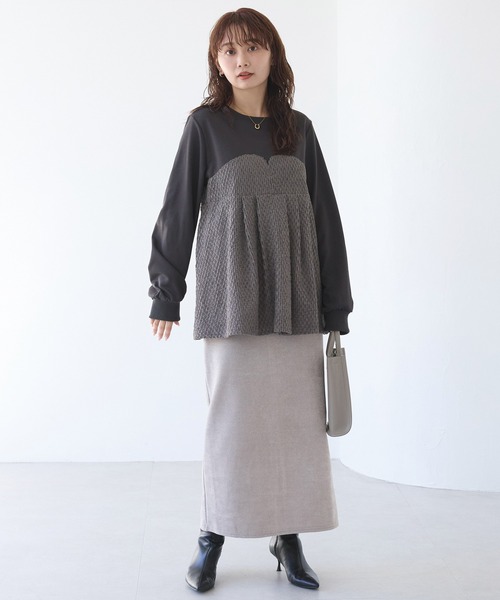 LAVEANGE(ラビアンジェ)の「フェイクアンサンブルプルオーバー(Tシャツ/カットソー・レディース・ブラック/チャコールグレー・M/5L/4L/3L/LL)」の18枚目の写真