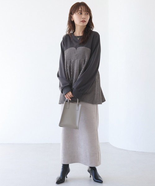 LAVEANGE(ラビアンジェ)の「フェイクアンサンブルプルオーバー(Tシャツ/カットソー・レディース・ブラック/チャコールグレー・M/5L/4L/3L/LL)」の19枚目の写真