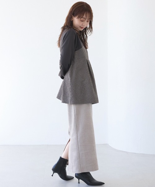 LAVEANGE(ラビアンジェ)の「フェイクアンサンブルプルオーバー(Tシャツ/カットソー・レディース・ブラック/チャコールグレー・M/5L/4L/3L/LL)」の20枚目の写真