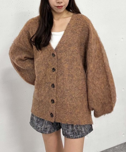 archives（アルシーヴ）の「ＭＩＸブラッシュミドルニットカーディガン（Tシャツ/カットソー・レディース・ブラウン/オレンジ/グレー/ブルー・MEDIUM）」の4枚目の写真